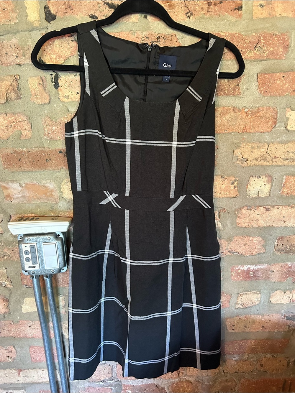 GAP Black Dress with White Windowpane Plaid